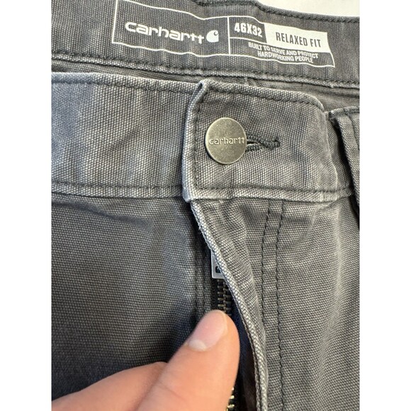 Carhartt Gray Double Knee Regular Loose Fit BN2802-M Work Duck Pants 46x32 - Picture 6 of 13